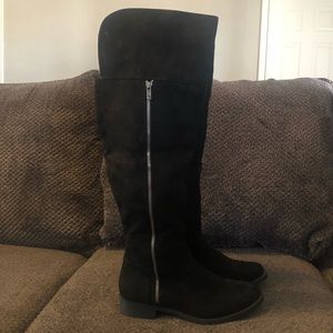 Black Above The Knee Boots size 10 wide calf
